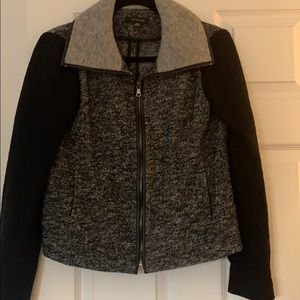 Cotton wool blend grey jacket with black sleeves